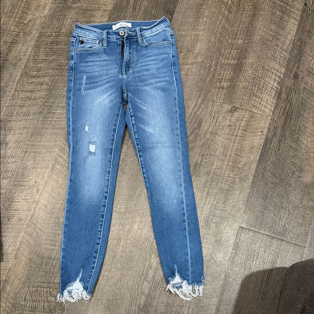 KanCan Women's Medium Blue Distressed Skinny Jeans